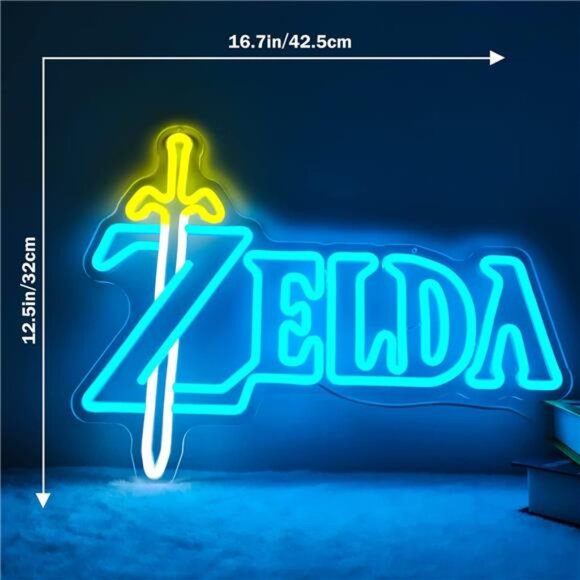 Zelda LED Neon Light Game Sign Room Decor Nintendo Classic Retro NES Sword NEW - Picture 2 of 8